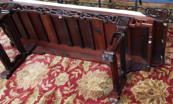 A Chinese huanghuali and hongmu chaise longue, late 19th / early 20th century, L.180cm